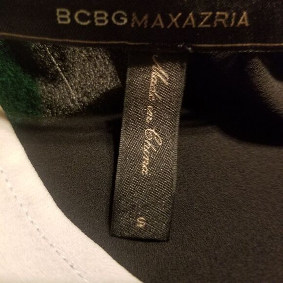 BCBGMaxazria Dress Womrns Small Green Black Chiffon Color Block - Picture 10 of 10